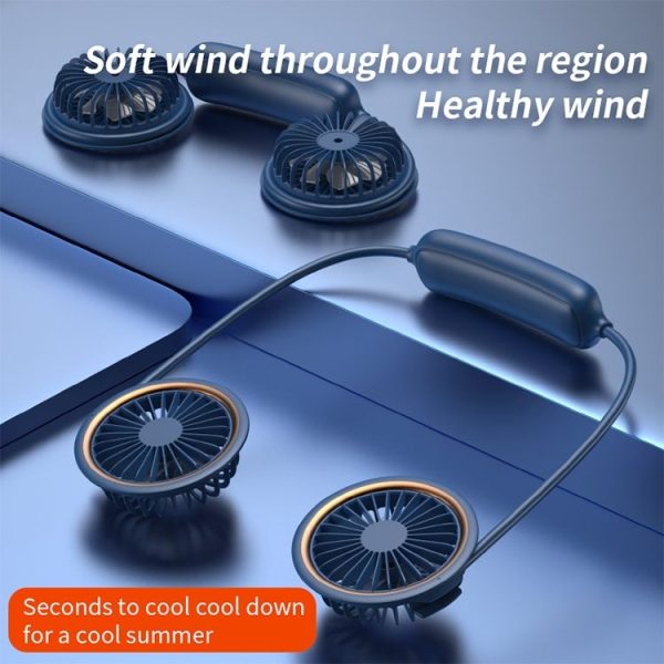 WS36 4.5W 1800mAh Angle Adjustable Three-speed Silent Hanging Neck Fan Multi-function Handheld and Desktop Small Fan (Blue) - Image 16