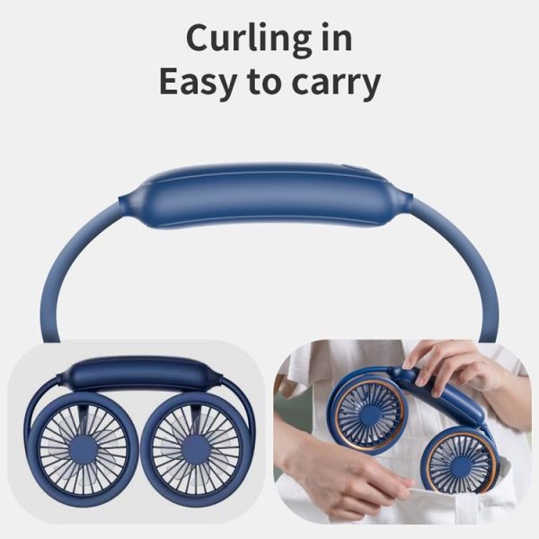 WS36 4.5W 1800mAh Angle Adjustable Three-speed Silent Hanging Neck Fan Multi-function Handheld and Desktop Small Fan (Blue) - Image 4