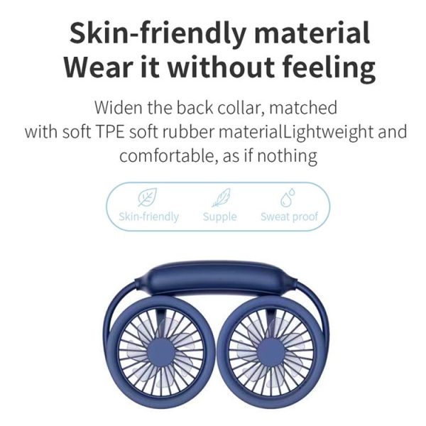 WS36 4.5W 1800mAh Angle Adjustable Three-speed Silent Hanging Neck Fan Multi-function Handheld and Desktop Small Fan (Blue) - Image 7