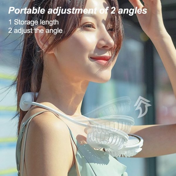 WS36S 4.5W 1200mAh Angle Adjustable Three-speed Silent Hanging Neck Fan Multi-function Handheld and Desktop Small Fan (White) - Image 13