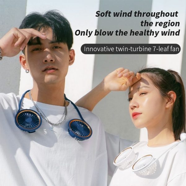 WS36S 4.5W 1200mAh Angle Adjustable Three-speed Silent Hanging Neck Fan Multi-function Handheld and Desktop Small Fan (White) - Image 3