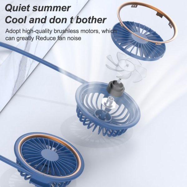 WS36S 4.5W 1200mAh Angle Adjustable Three-speed Silent Hanging Neck Fan Multi-function Handheld and Desktop Small Fan (White) - Image 9