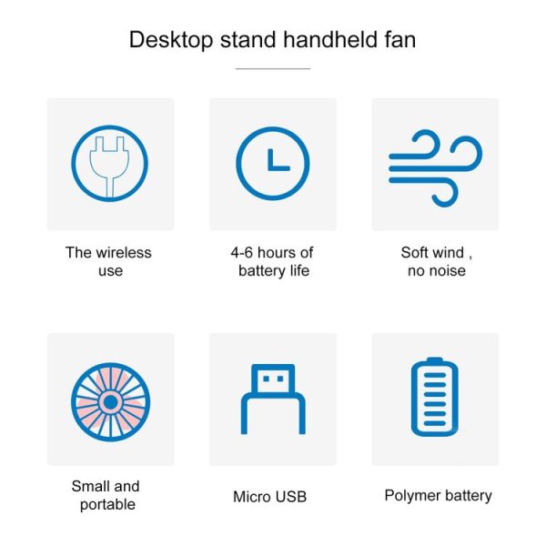 WK WT-F17 Portable Handheld Desktop Bracket Fan (Pink) - Image 3