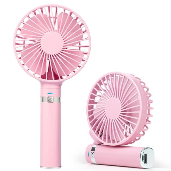 S2 Portable Foldable Handheld Electric Fan, with 3 Speed Control & Night Light (Pink) - Image 2