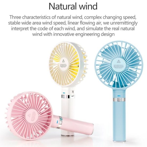 S2 Portable Foldable Handheld Electric Fan, with 3 Speed Control & Night Light (Pink) - Image 5
