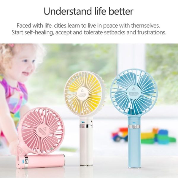 S2 Portable Foldable Handheld Electric Fan, with 3 Speed Control & Night Light (Pink) - Image 6