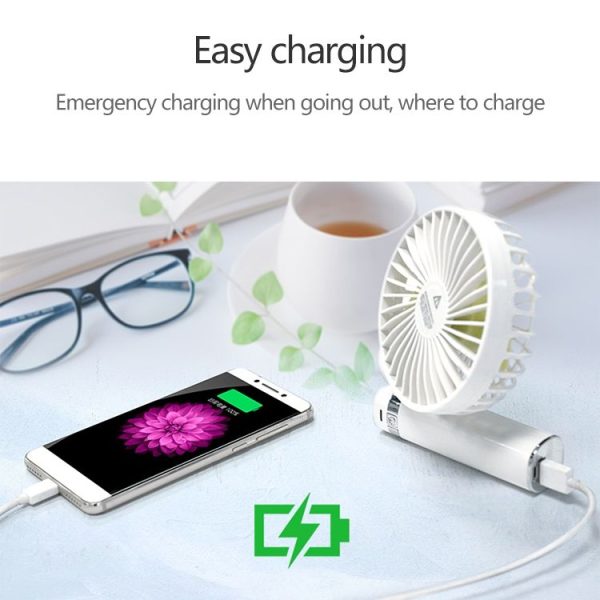S2 Portable Foldable Handheld Electric Fan, with 3 Speed Control & Night Light (Pink) - Image 8