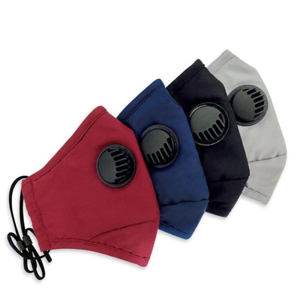 Men Women Washable Replaceable Filter Breath-Valve PM2.5 Dustproof Face Mask (Navy Blue) - Image 3