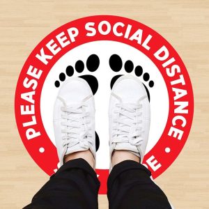 Self-adhesive Waterproof PVC Epidemic Prevention Social Distance Floor Stickers, Length: 24cm