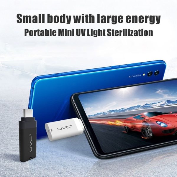 8 Pin Ultra Portable Germicidal Lights Smartphone UV Sanitizer (Black) - Image 3