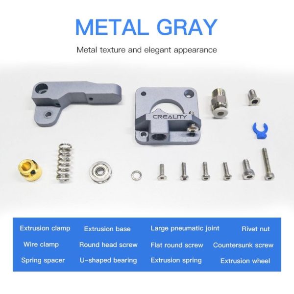 Creality All Metal Silver Block Bowden Extruder Kit for Ender-3 / Ender-3 Pro / Ender-3 V2 / CR-10 Pro V2 3D Printer - Image 11