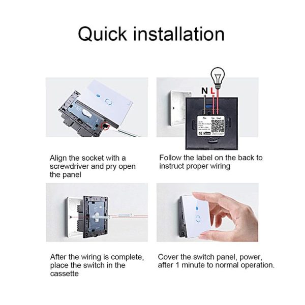 Sonoff Touch 86mm 1 Gang Tempered Glass Panel Wall Switch Smart Home Light Touch Switch, Compatible with Alexa and Google Home, AC 90V-250V 400W 2A - Image 8