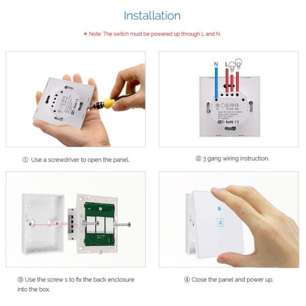 WS-EU-03 EWeLink APP & Touch Control 2A 3 Gangs Tempered Glass Panel Smart Wall Switch, AC 90V-250V, EU Plug - Image 10