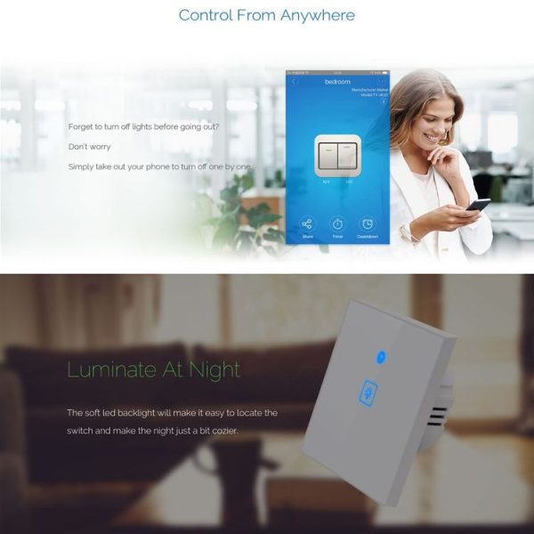 WS-EU-03 EWeLink APP & Touch Control 2A 3 Gangs Tempered Glass Panel Smart Wall Switch, AC 90V-250V, EU Plug - Image 6