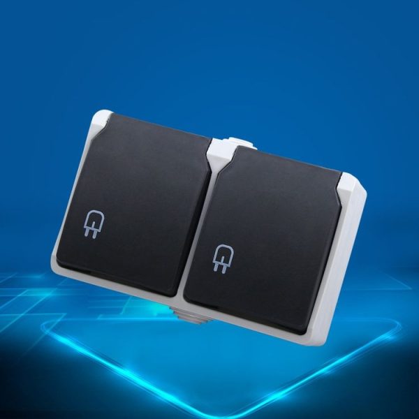IP44 Waterproof Double-connection Socket with Cover, EU Plug - Image 3