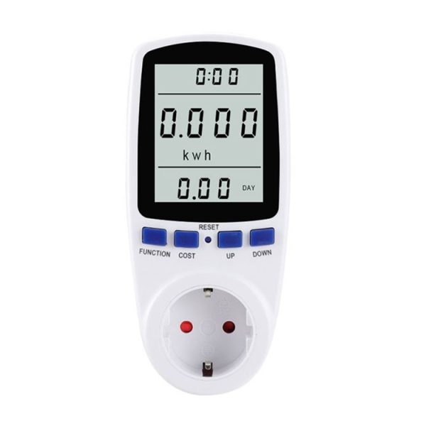 AC 230V 50Hz Max 16A LCD Display Energy Meter Watt Volt Voltage Power Analyzer Automatic Electricity Monitor Analyzer Power, EU Plug