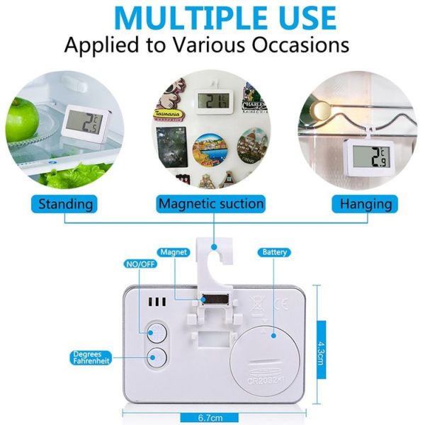 Mini Refrigerator Thermometer Digital LCD Display Freezer Temperature Meter with Hook - Image 6