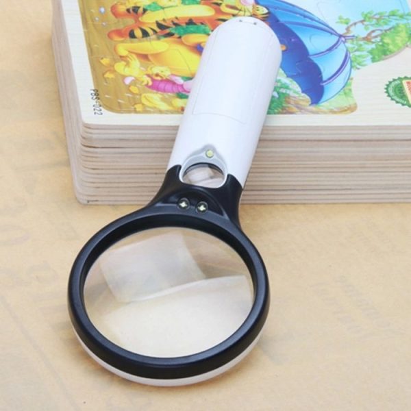 Reading Visual Magnifier with 3 LED Light, Mini Portable 3-45X Handheld (Black) - Image 2