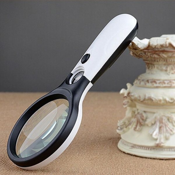 Reading Visual Magnifier with 3 LED Light, Mini Portable 3-45X Handheld (Black) - Image 3