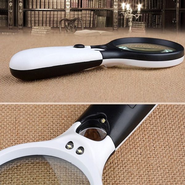 Reading Visual Magnifier with 3 LED Light, Mini Portable 3-45X Handheld (Black) - Image 4