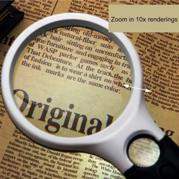 Reading Visual Magnifier with 3 LED Light, Mini Portable 3-45X Handheld (Black) - Image 6