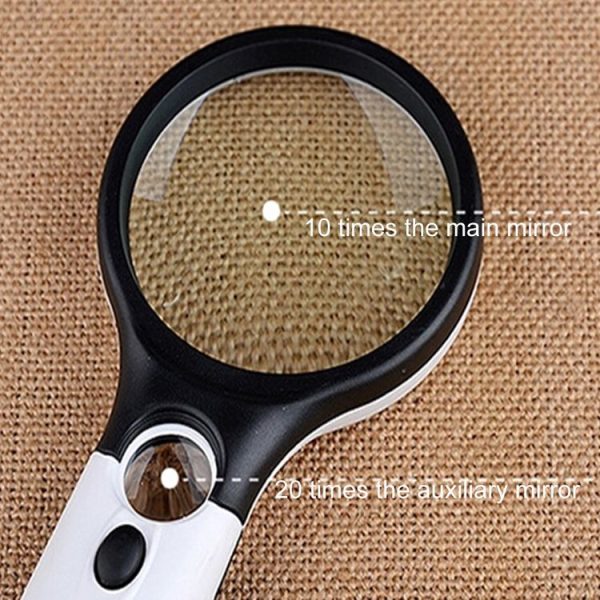 Reading Visual Magnifier with 3 LED Light, Mini Portable 3-45X Handheld (Black) - Image 7