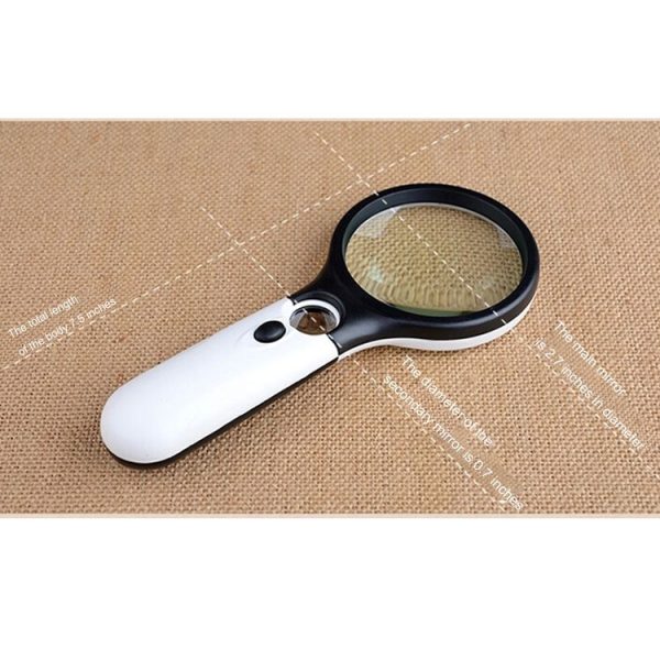 Reading Visual Magnifier with 3 LED Light, Mini Portable 3-45X Handheld (Black) - Image 8