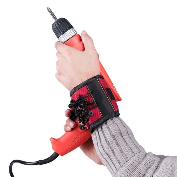 1680D Oxford Cloth Pocket Magnetic Wristband Storage Pockets Tool (Red) - Image 8