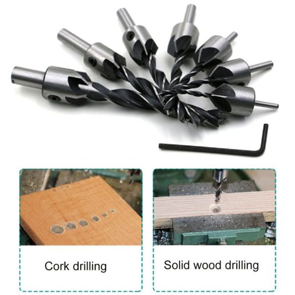 7 in 1 Woodworking Countersink Chamfer Three-Pointed High-Speed Steel Drill Bits Set, 3-10mm - Image 5
