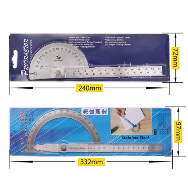 0-180 Degree Stainless Steel Protractor Angle Finder with 0-150mm Arm Measuring Ruler Tool - Image 4