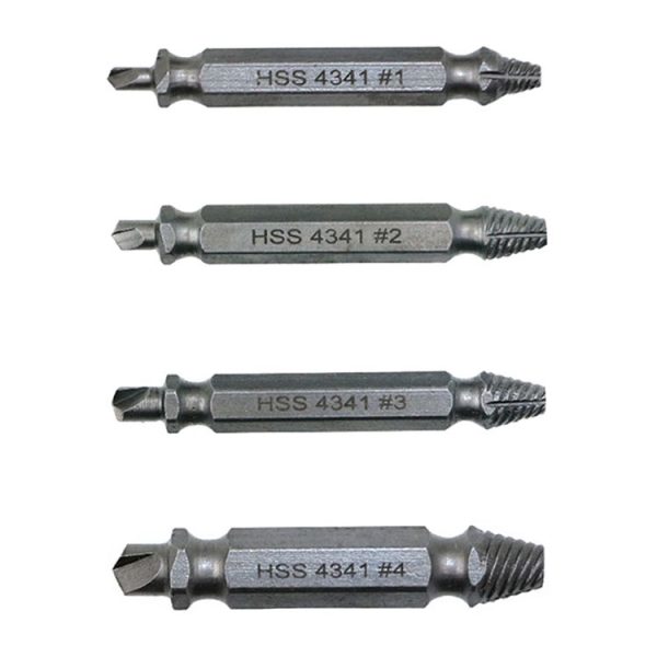 4 in 1 Screw Extractor Drill Bits Tool Broken Bolt Remover (1#, 2#, 3#, 4#), with Plastic Case