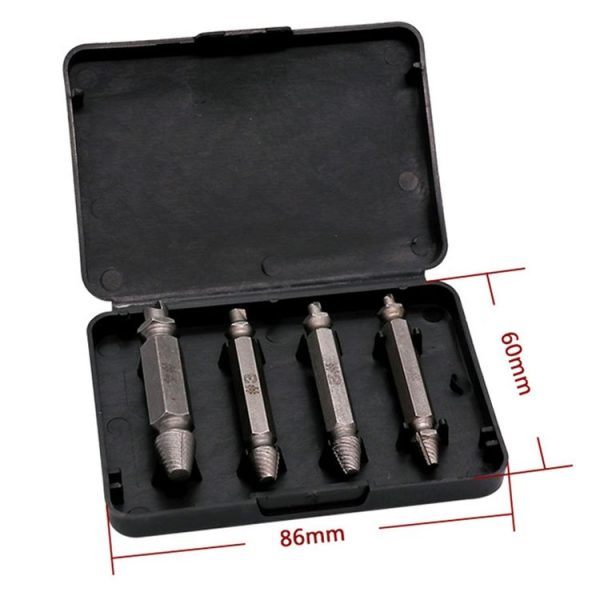 4 in 1 Screw Extractor Drill Bits Tool Broken Bolt Remover (1#, 2#, 3#, 4#), with Plastic Case - Image 4