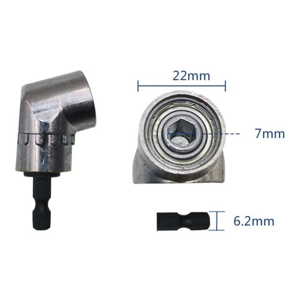 105 Degree Right Angle Drill Driver Bit Extension Power Drill Tool 7mm Hex Magnetic Power Screwdriver Socket Adaptor (Short Type) - Image 2