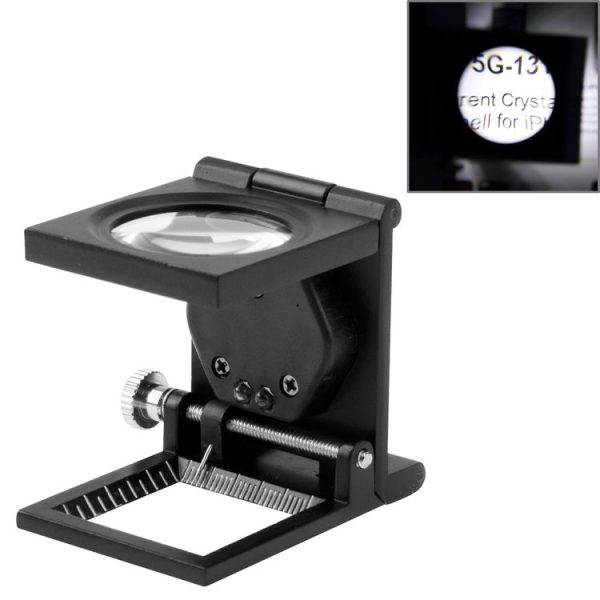 Mini Desk Style 10x Magnification Loupe Metal Antique Magnifier (Black)