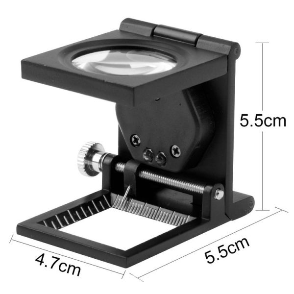 Mini Desk Style 10x Magnification Loupe Metal Antique Magnifier (Black) - Image 2