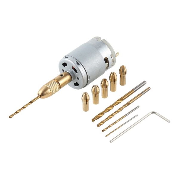 WLXY WL-DIY001 Mini DIY Brass Electric Drill Chucks Drill Bits Set DC-12V Motor - Image 4