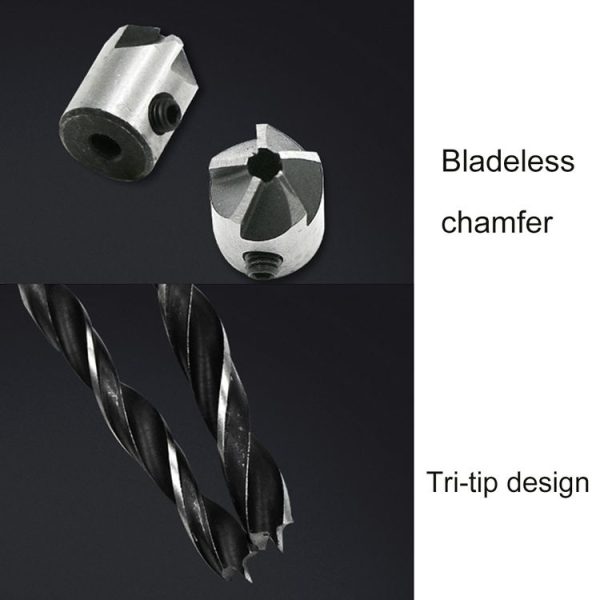 4 in 1 Woodworking Countersink Chamfer Three-Pointed High-Speed Steel Drill Bits Set, 3-6mm - Image 4