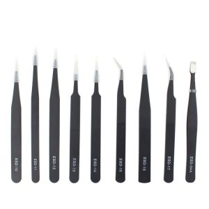 JIAFA JF-8118 9 in 1 Anti-static Precision Tweezers Set with Bag (Black)
