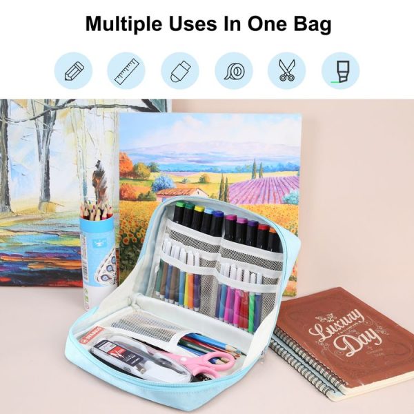 FunAdd Large-capacity Pencil Case Storage Organizer Ant ClothCosmetic Bag, Size: 230 x 170 x 75mm (Light Blue) - Image 7