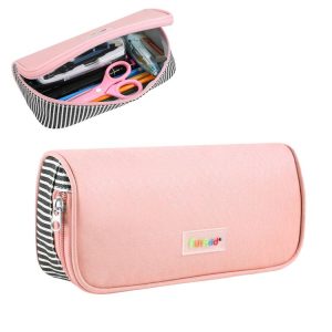 FunAdd Pencil Case Cosmetic Storage Organizer Ant Cloth Glasses Bag, Size: 230 x 110 x 70mm (Pink)