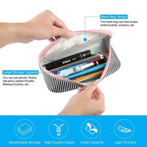 FunAdd Pencil Case Cosmetic Storage Organizer Ant Cloth Glasses Bag, Size: 230 x 110 x 70mm (Pink) - Image 3