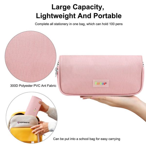 FunAdd Pencil Case Cosmetic Storage Organizer Ant Cloth Glasses Bag, Size: 230 x 110 x 70mm (Pink) - Image 5
