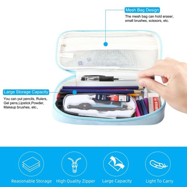 FunAdd Pencil Case Cosmetic Storage Ant Cloth Organizer Bag, Size: 235 x 105 x 50mm (Light Blue) - Image 3