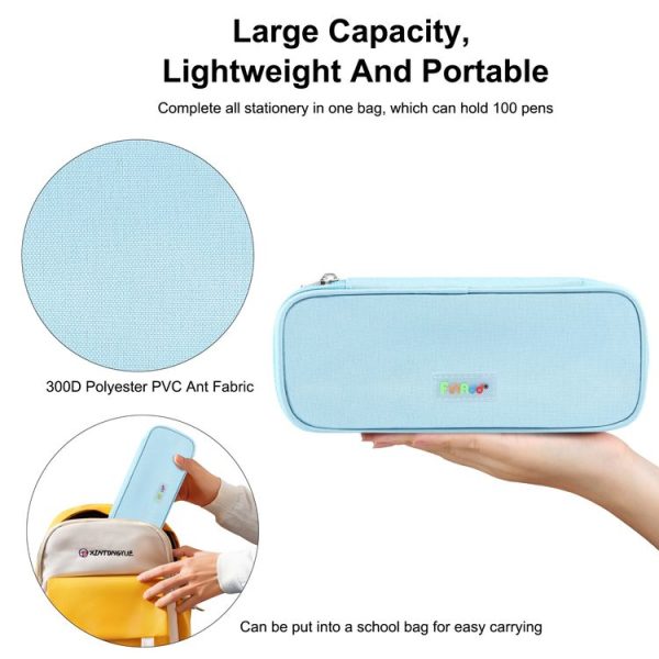FunAdd Pencil Case Cosmetic Storage Ant Cloth Organizer Bag, Size: 235 x 105 x 50mm (Light Blue) - Image 5