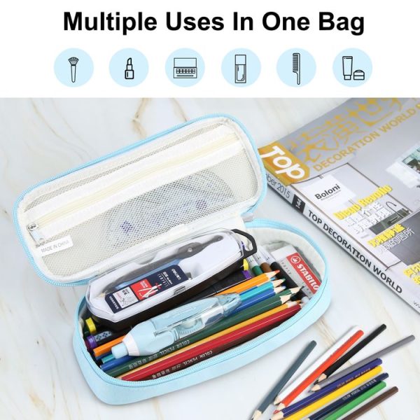 FunAdd Pencil Case Cosmetic Storage Ant Cloth Organizer Bag, Size: 235 x 105 x 50mm (Light Blue) - Image 6