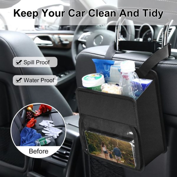 FUNADD Portable Folding Car Back Seat Hook Storage Box (Black) - Image 5