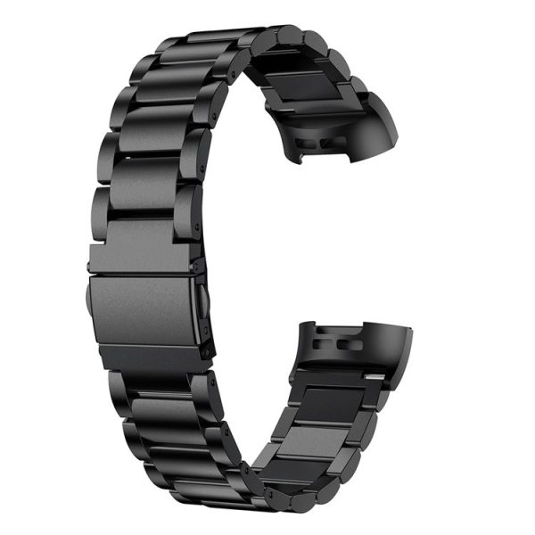 Three Beads Slingshot Buckle Solid Stainless Steel Watch Band for Fitbit Charge 4 (Black) - Image 2