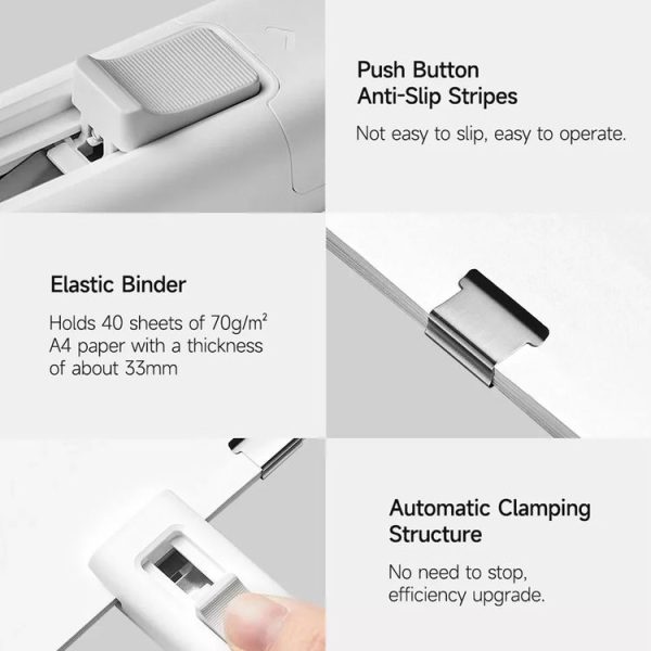 Original Xiaomi Mijia Push Clip Stapler Reusable Binder (White) - Image 10