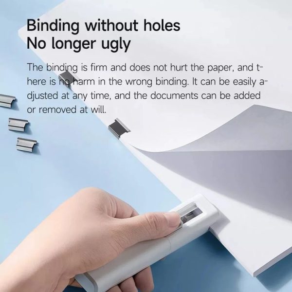 Original Xiaomi Mijia Push Clip Stapler Reusable Binder (White) - Image 3