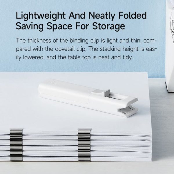 Original Xiaomi Mijia Push Clip Stapler Reusable Binder (White) - Image 8